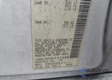 2013 Nissan Altima 2.5 S from USA, damaged, VIN 1N4AL3AP5DN533498